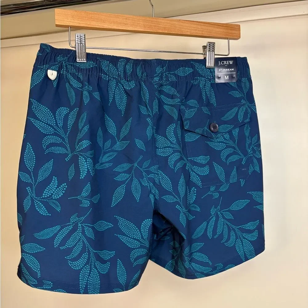 NWT J. Crew Leaf Pattern Swim Trunks sz Med